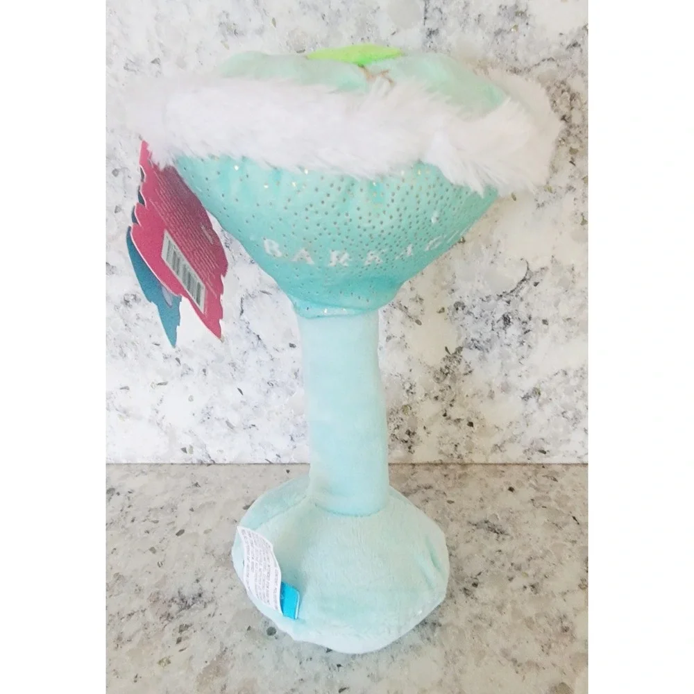Bark‎ Box Lucky Muttini Dog Toy Martini Plush Squeaker Crinkle Fluff Barkbox NEW